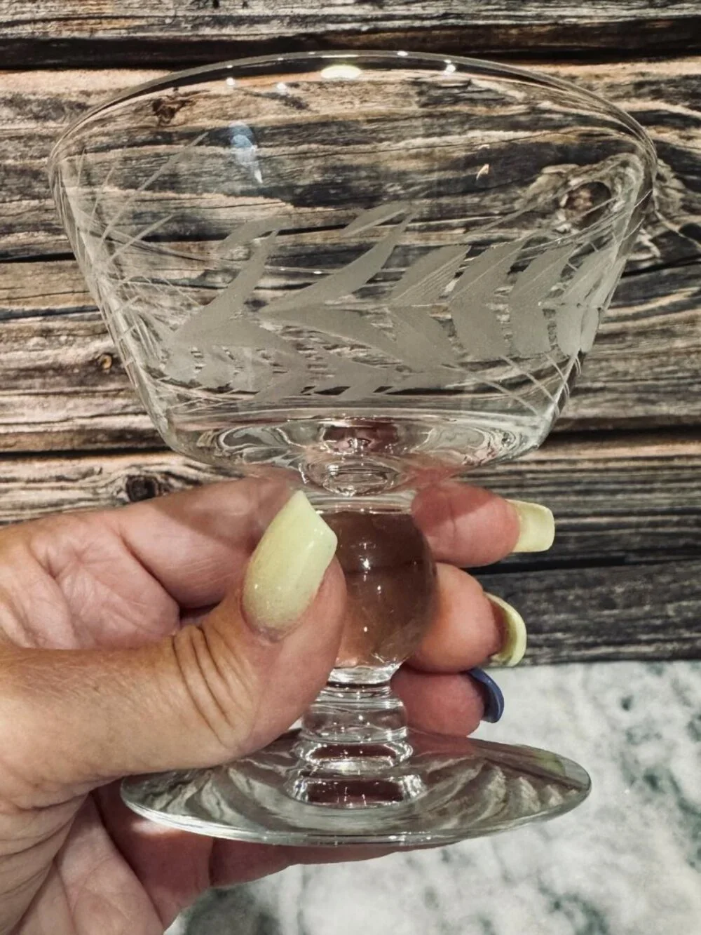 Set of 4 Vintage Libbey Glass Etched Wheat Pattern Sherbert/Champagne Glasses